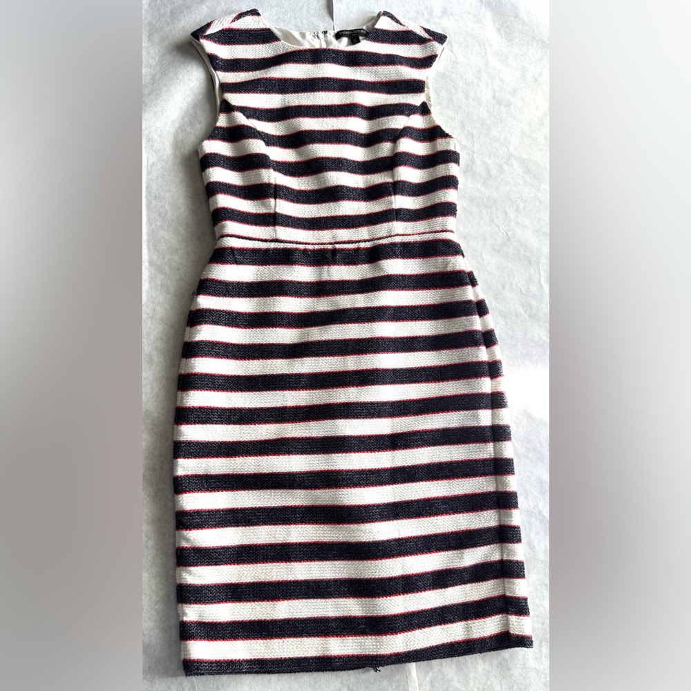 Banana Republic navy striped textured cotton sleeveless dress red white blue